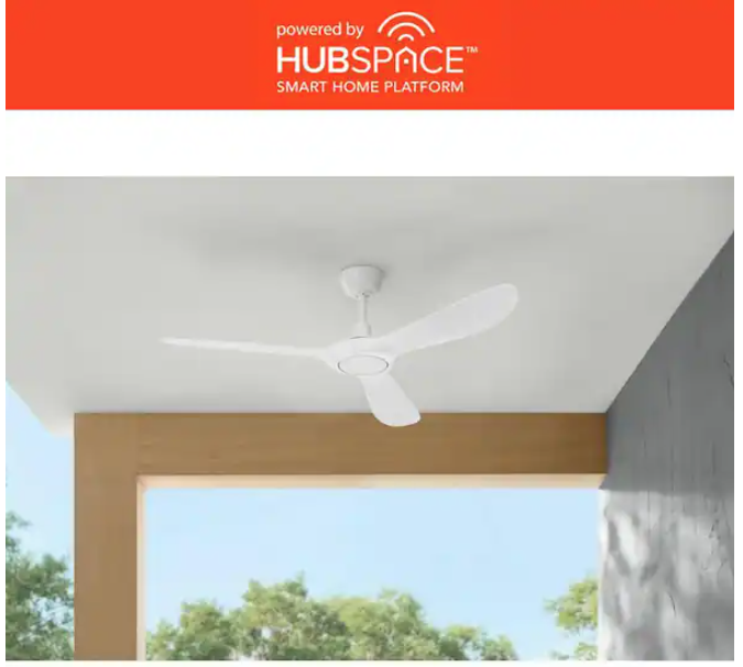 Home Decorators Tager 52" Smart Indoor/Outdoor Matte White Ceiling Fan w/Remote