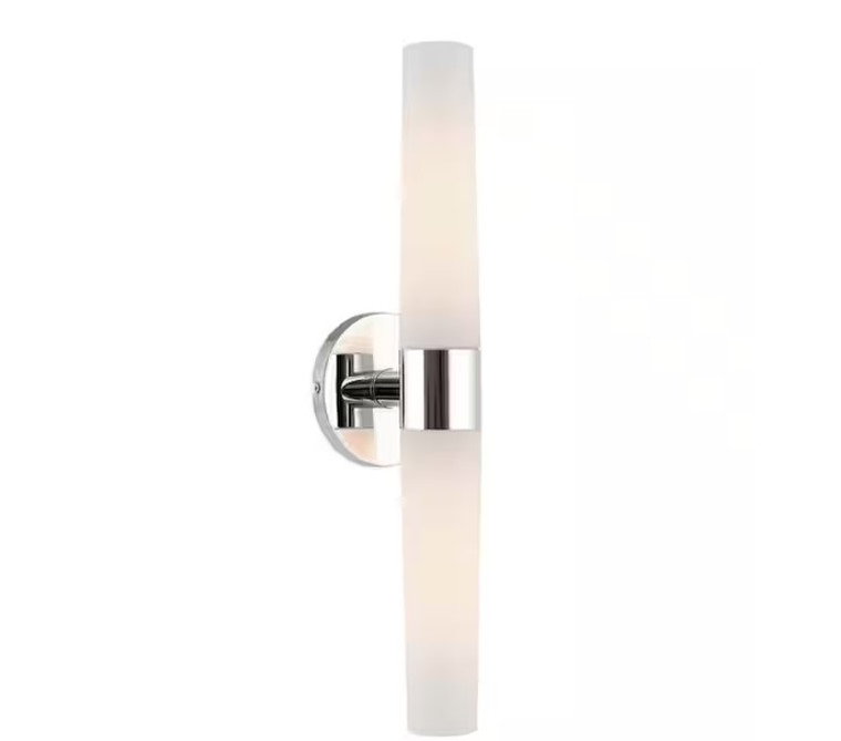 Kira Home Duo 60-Watt 2-Light Chrome Modern Wall Sconce with Frosted Shade