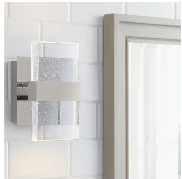 Home Decorators Alberson 2-Light Chrome Integrated LED Sconce with Bubble Glass