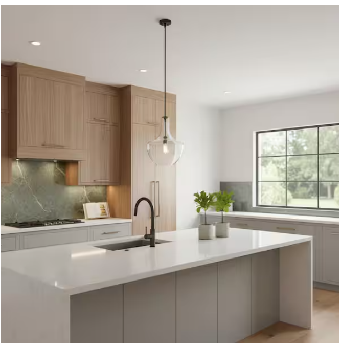 KICHLER (42046BK) Everly 19.75" 1-Light Black Pendant Light with Clear Glass