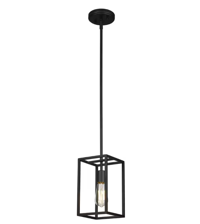STANFORD LIGHTING Argenta 1-Light Black Cage Pendant - Model 11043021BLK