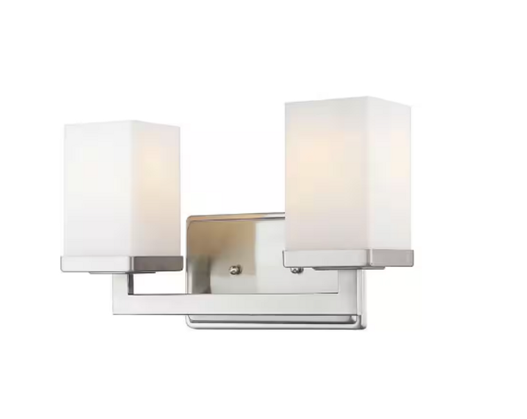 Tidal 13.25" 2-Light Brushed Nickel Vanity Light w/Matte Opal Glass- PLEASE READ