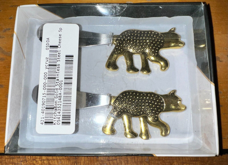 KitchaBon Gold Stainless Steel Cheese Spreader Set of 2 - Black Bear