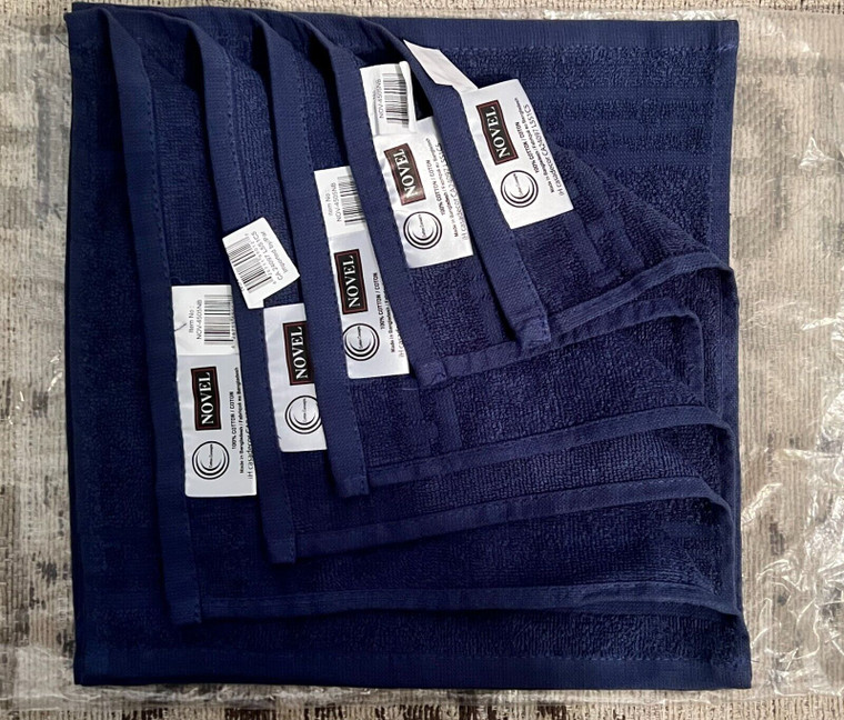 Basketweave Wash Cloth (12 X 12) (Navy Blue) - Set of 6