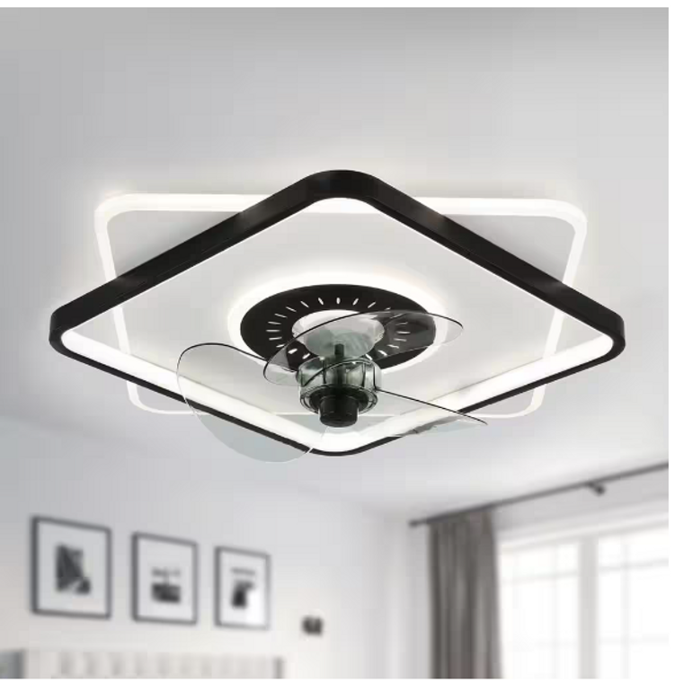 Oaks Aura Cotti 20" LED Indoor White Square Low Profile Fan with Light & Remote