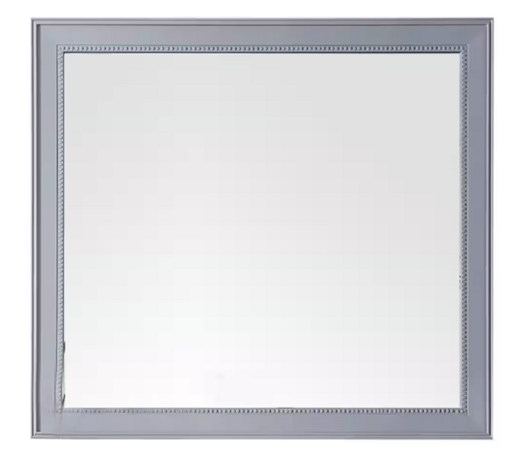 Bristol 44 in.W x 40 in. H Large Framed Wall Mount Bathroom Vanity Mirror in Silver Gray - $100