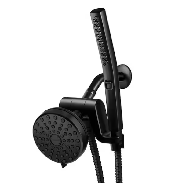 Waterpik 12-Spray 1.8 GPM Dual Wall Mount Head & Handheld Shower in Matte Black