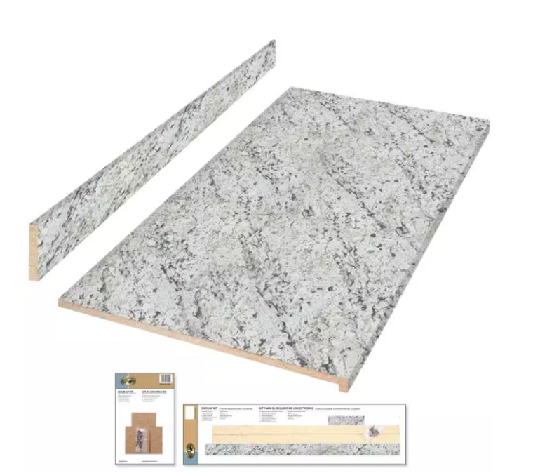 Hampton Bay 6 ft. Straight Laminate Countertop All-Inclusive Kit in Textured White Ice Granite - $80