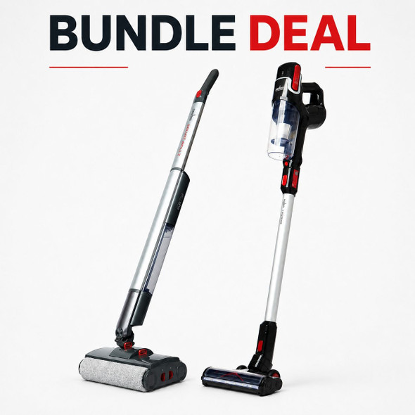 Sauber Complete Home Cleaning Combo – Technic SD-100 Stick Vacuum & Smart Rollz Cordless Mop