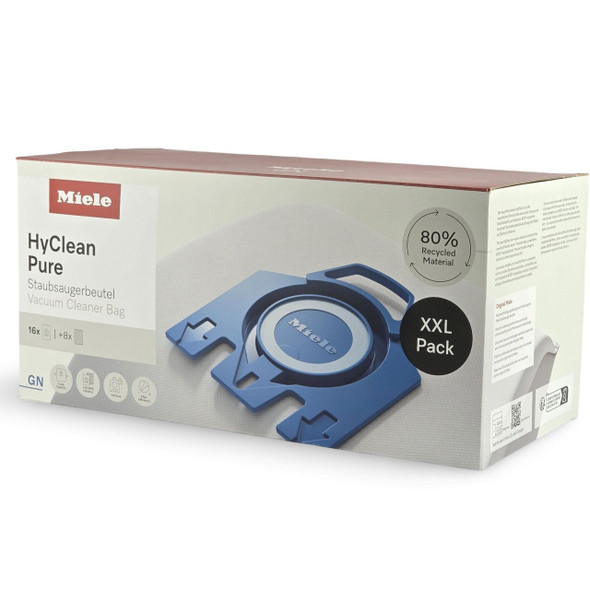 Miele GN Hyclean XXL Pack, 16 Genuine Vacuum Bags + 8 Filters
