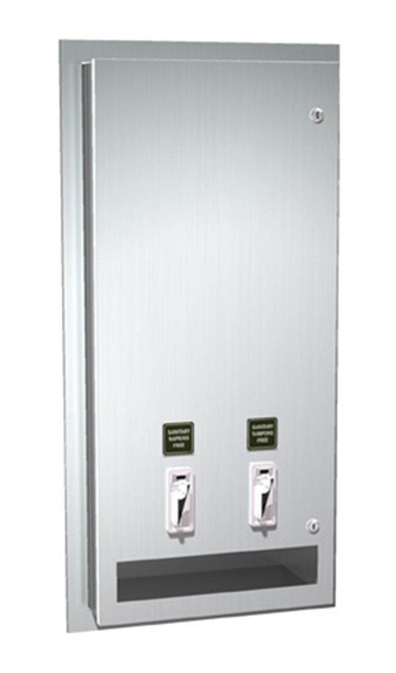 Sanitary Napkin and Tampon Dispenser - Free Operation - Recessed