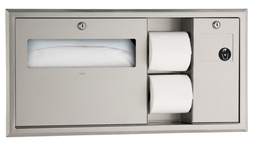 Recessed Toilet Tissue, Seat-Cover Dispenser and Waste Disposal, Right