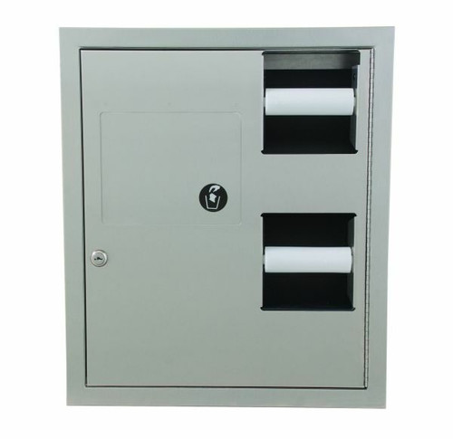 Recessed, 1-Stall Tissue Dispenser, Napkin Disposal, In-Stall Combination Unit,