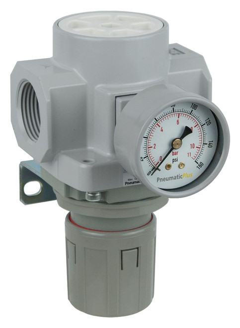 PneumaticPlus SAR600 Series Air Pressure Regulator 1" NPT with Bracket & Gauge (SAR600-N10BG) PneumaticPlus SAR600 Series Air Pressure Regulator 1" NPT with Bracket & Gauge (SAR600-N10BG)