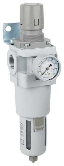 PneumaticPlus SAW600 Series Air Filter Regulator Piggyback Combo 1" NPT with Bracket & Gauge (SAW600-N10BG)