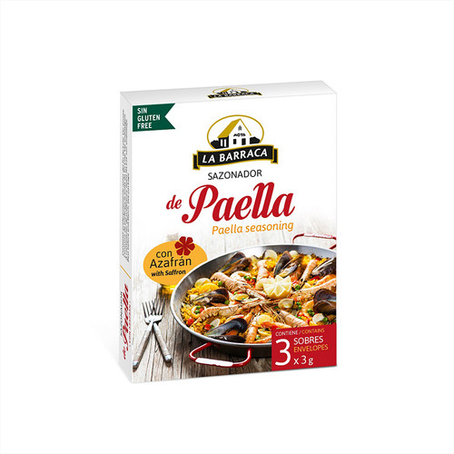 Spanish Paella Seasoning With Saffron By La Barraca - 1 Pack of 3 Envelopes