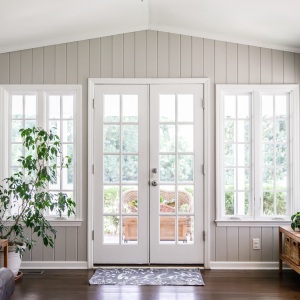 Bright White Doorway with Glass Doors.