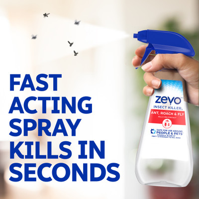 Zevo fast acting spray kills in seconds.