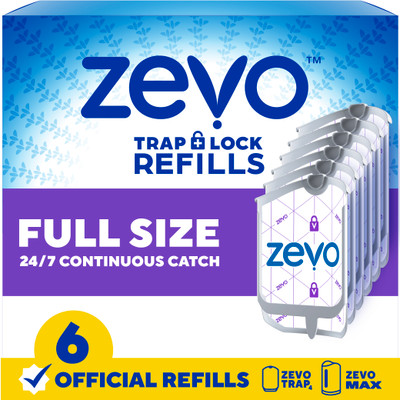 Zevo trap and lock 6 full size refills front of pack