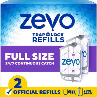 Zevo trap and lock 2 full size refills front of pack
