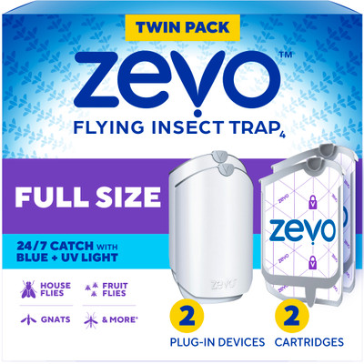 Front of Zevo flying insect trap twin pack