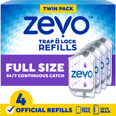 Zevo trap and lock 4 full size refills front of pack