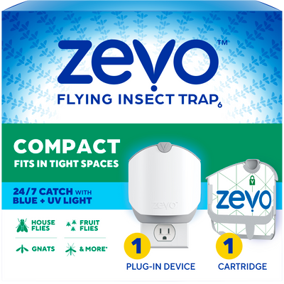 Zevo Compact Flying Insect Trap (1 Plug In Device & 1 Refill Cartridge)