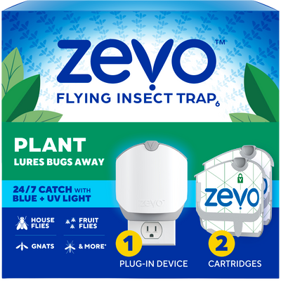Zevo Plant Flying Insect Trap (1 Plug In Device & 2 Refill Cartridges)