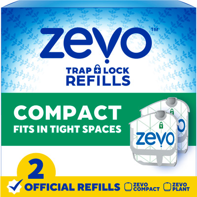 Zevo Compact trap and lock refills 2 full size refills front of pack