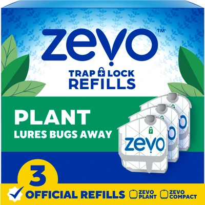 Zevo Compact trap and lock refills 3 full size refills front of pack