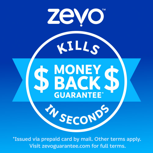 Zevo fast acting spray kills in seconds with a money-back guarantee.