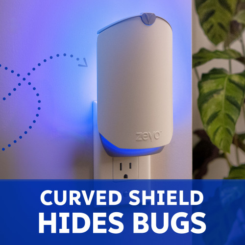 Zevo trap curved shield hides bugs.