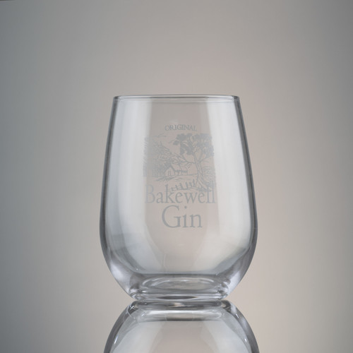 Set of Two Bakewell Gin Engraved Stemless Gin Glasses 