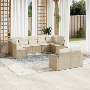  Garden Sofa Set Beige PE rattan, powder-coated steel, foam, polyester A949-3219408