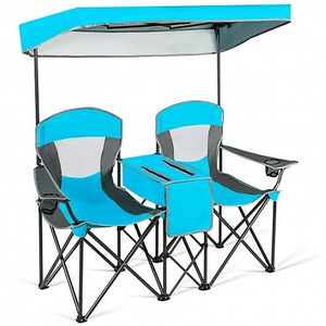 Portable Folding Camping Canopy Chairs with Cup Holder-Blue - Color: Blue D681-OP70569BL Portable Folding Camping Canopy Chairs with Cup Holder-Blue - Color: Blue D681-OP70569BL