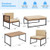 5 Pieces Patio Furniture Set Acacia Wood Sectional Set with Heavy-Duty Metal Frame-Beige B593-HW71665+