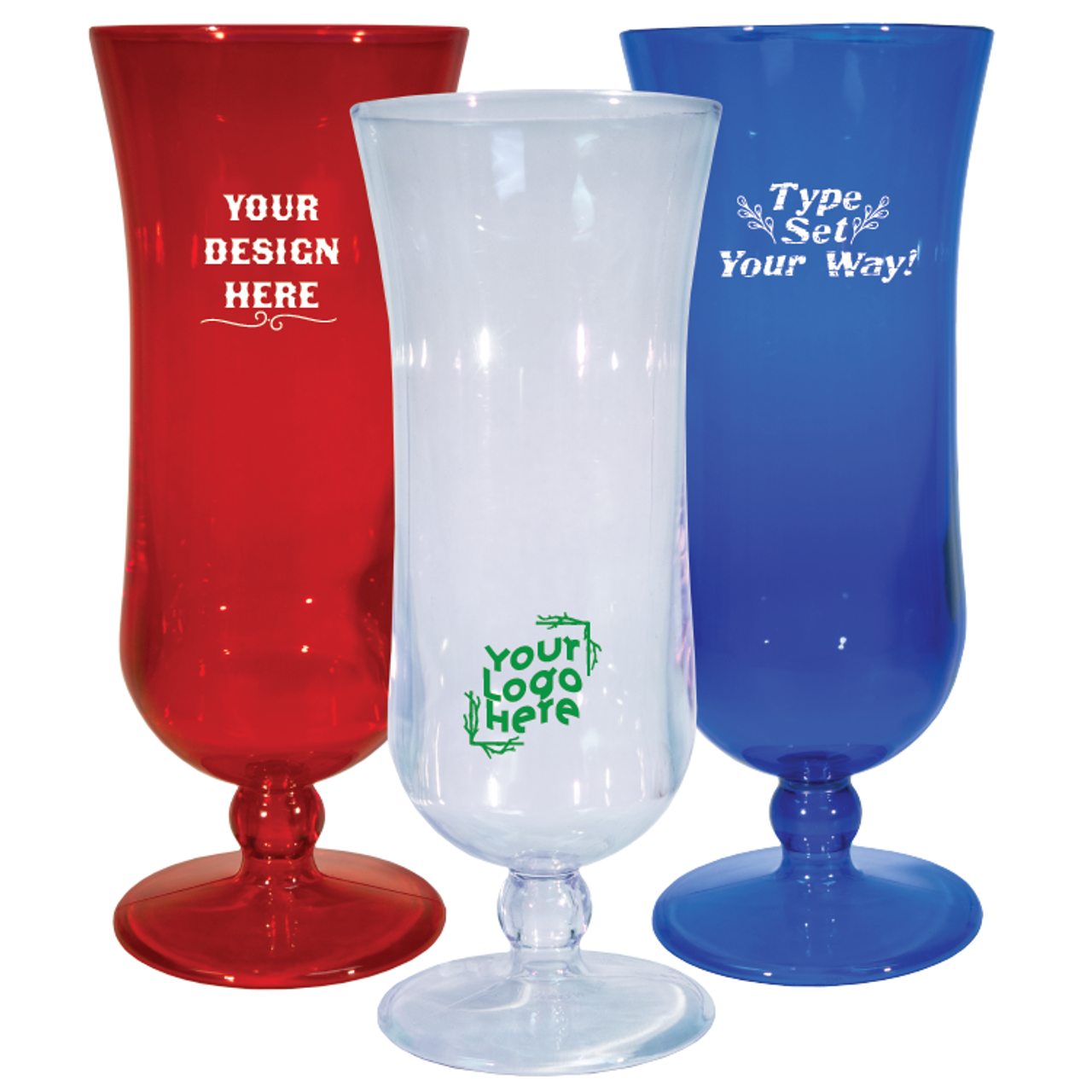 Custom 5 oz Plastic Goblet Wine Glasses with Printed Logo