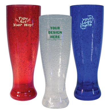 Plastic Bubble Pilsner Glasses custom printed