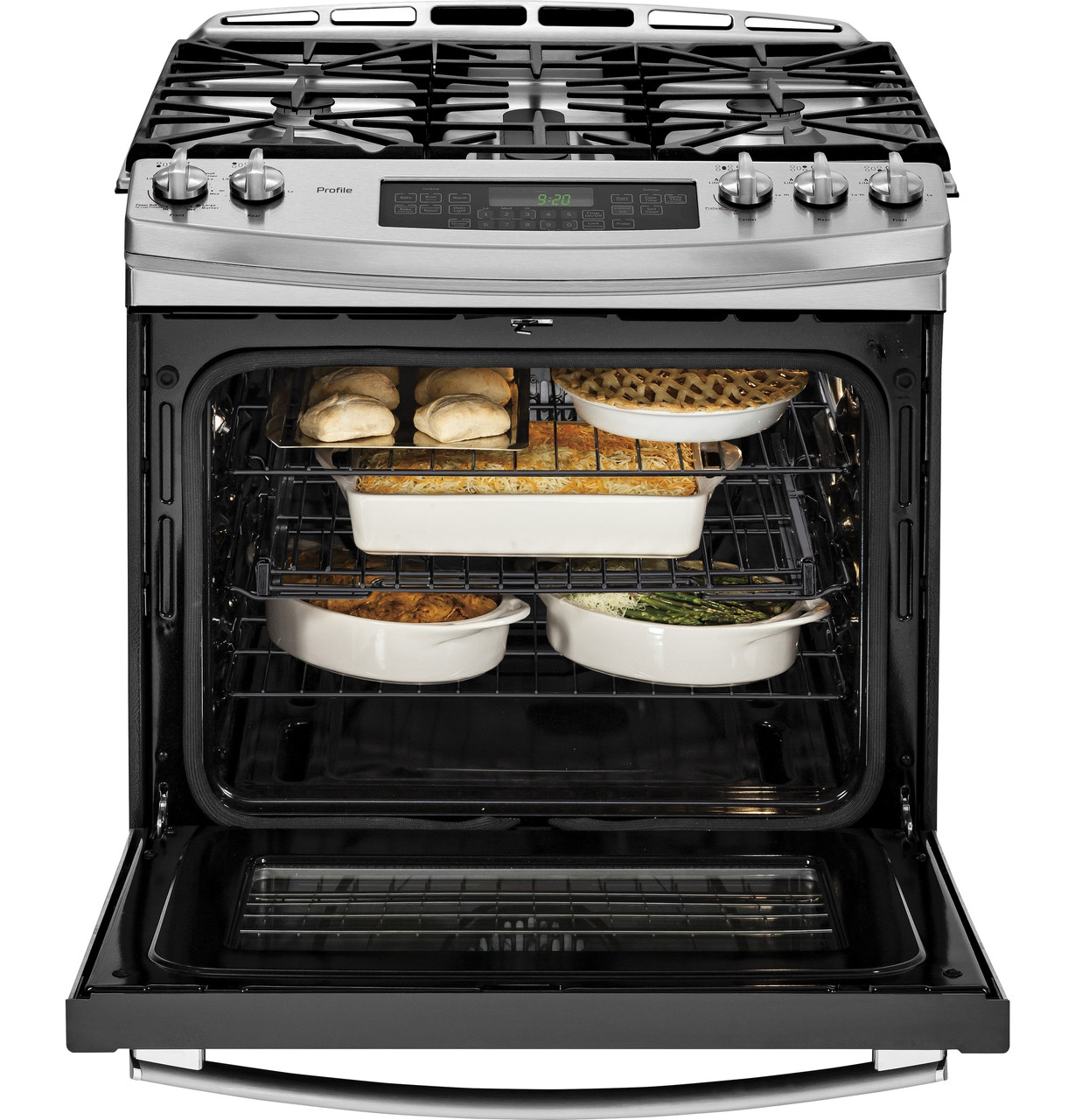 GE Profile Series 30" Slide-In Front Control Gas Range with Warming Drawer - Thumbnail 2