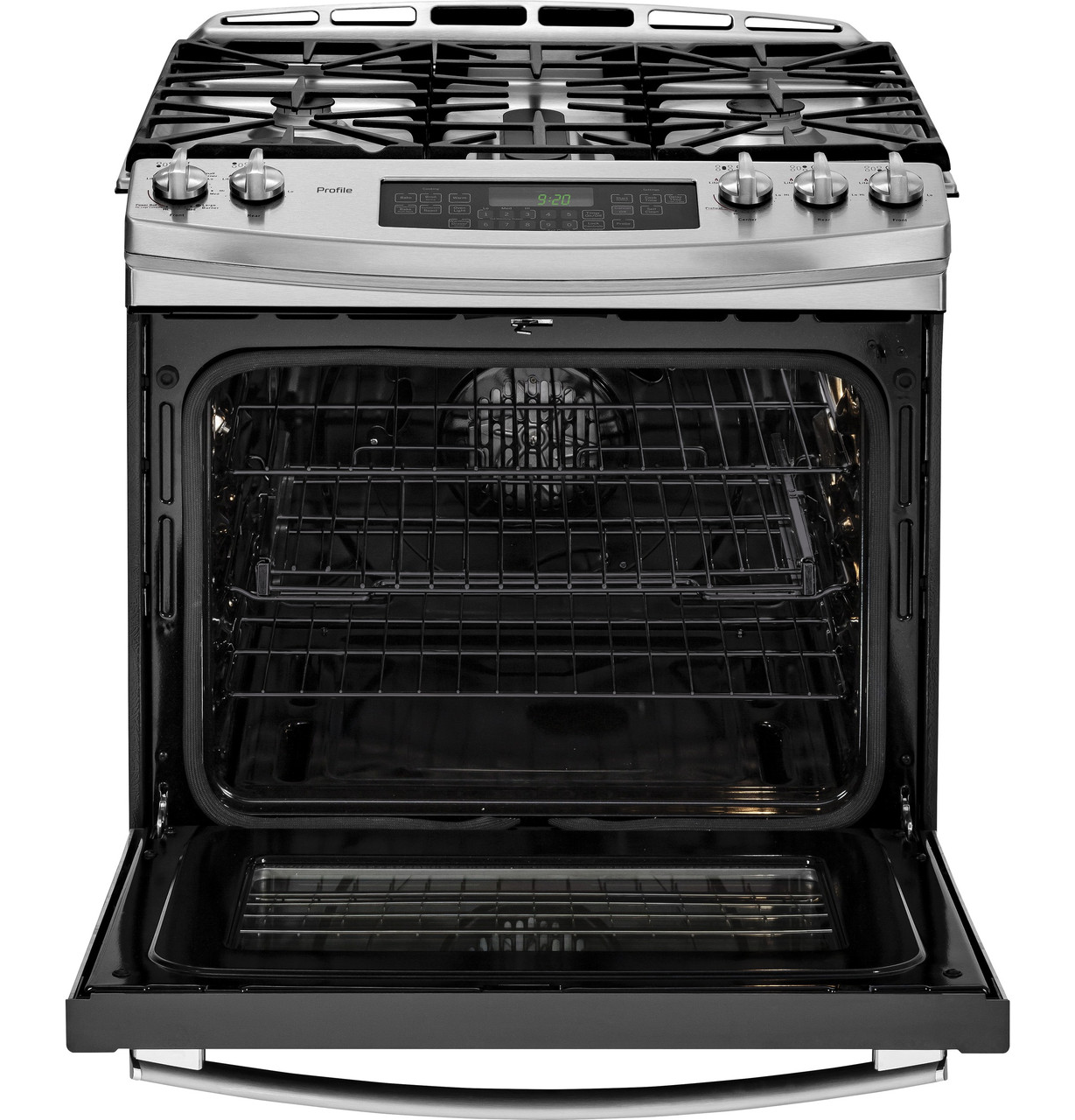 GE Profile Series 30" Slide-In Front Control Gas Range with Warming Drawer