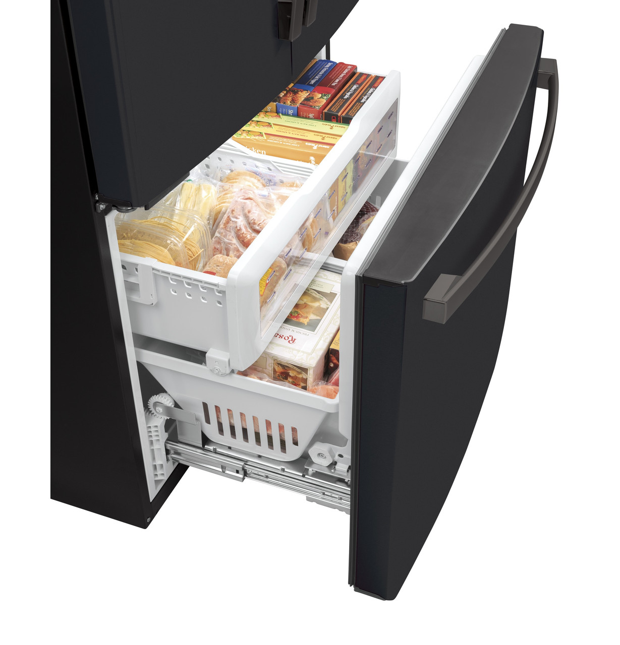 GE 23.1 Cu. Ft. Fingerprint Resistant Black Slate Counter Depth French Door Refrigerator - Thumbnail 2