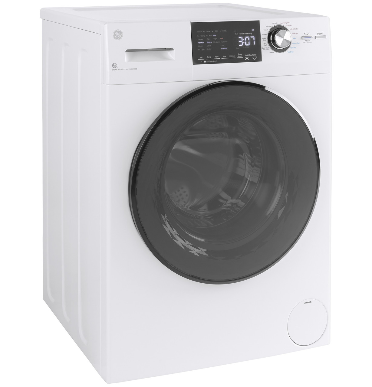 GE GFQ14ESSNWW 24 Inch Front Load Electric Washer/Dryer Combo with 2.4 cu. ft Capacity, 14 Cycle Options, 5 Heat Selections, 1,450 RPM Spin Speed, NSF Sanitize, Timed Dry, Steam, 24 Hour Delay Start and Optional Wi-Fi Connect: White - Thumbnail 3