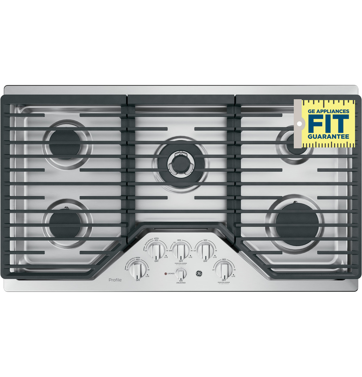 GE Profile - 36" Built-In Gas Cooktop - Stainless Steel - Thumbnail 2