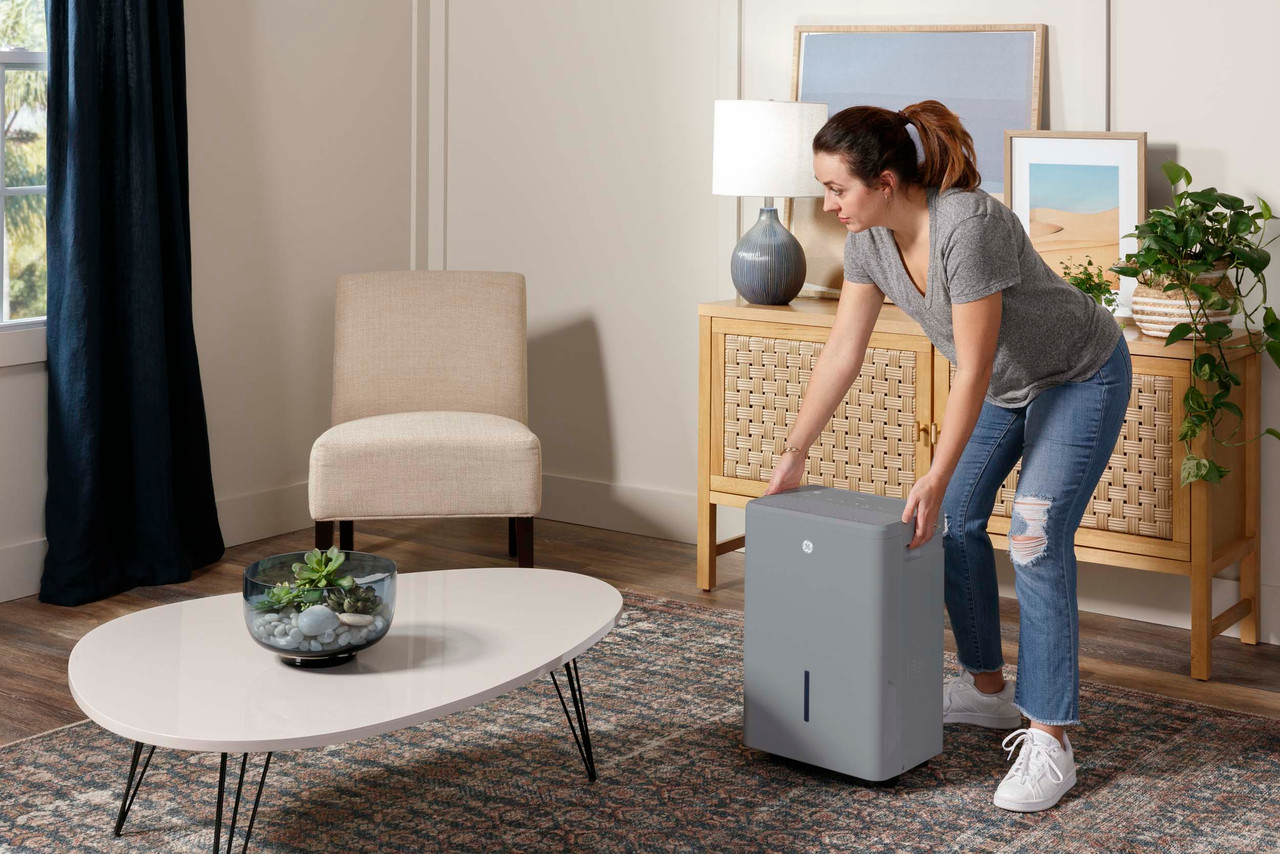 GE 50 Pint Portable Dehumidifier with Built-in Pump and Smart Dry - Thumbnail 4