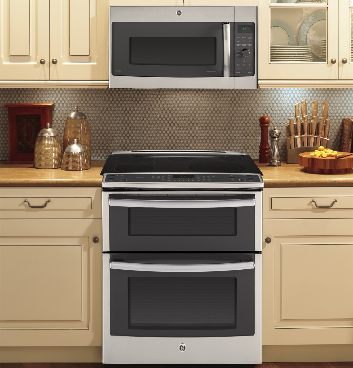 GE Profile Series 30" Slide-In Front Control Double Oven Electric Convection Range - Thumbnail 2