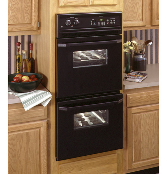 GE 24-in Double Electric Wall Oven Self-cleaning (Black) in the