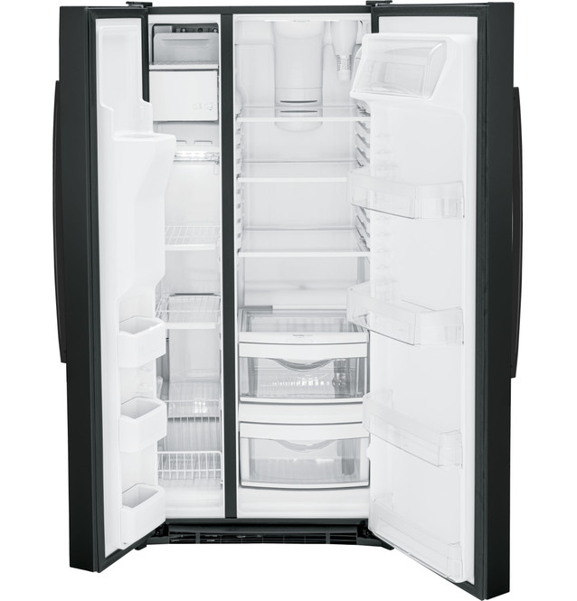 GE GSE23GGPBB GE - 23.2 Cu. Ft. Side-by-Side Refrigerator with External Ice & Water Dispenser - High Gloss Black 2
