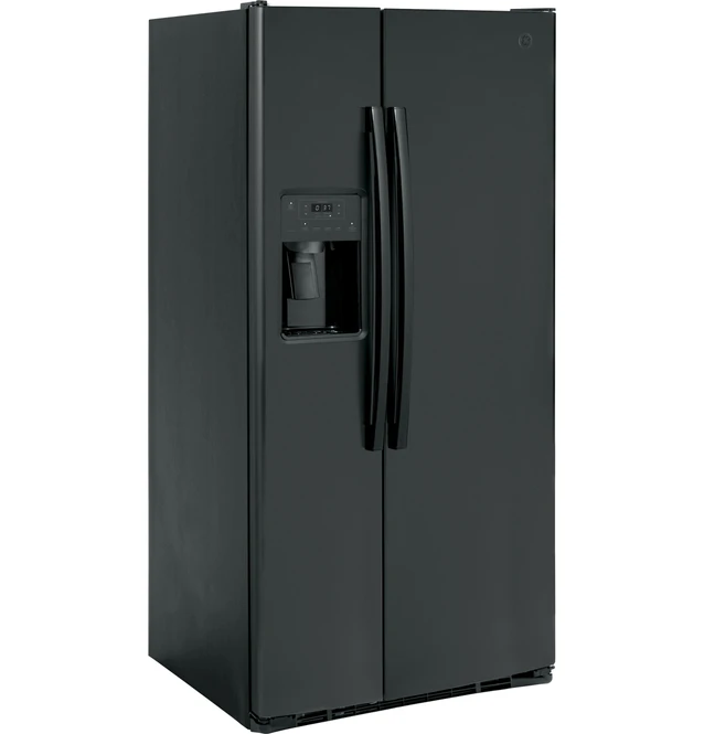 GE GSE23GGPBB GE - 23.2 Cu. Ft. Side-by-Side Refrigerator with External Ice & Water Dispenser - High Gloss Black 3