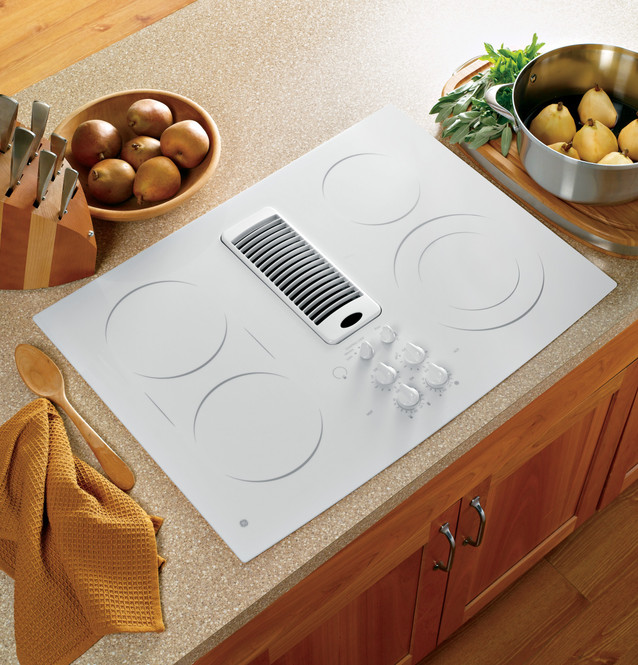 Ge electric cooktop with shop downdraft