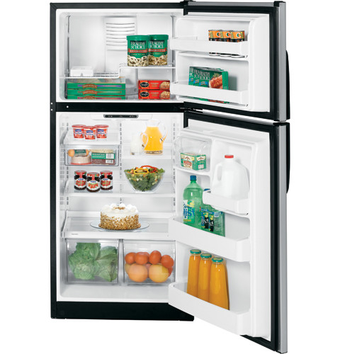 GE® 18.0 Cu. Ft. CleanSteel™ Top-Freezer Refrigerator - GTL18JBPBS